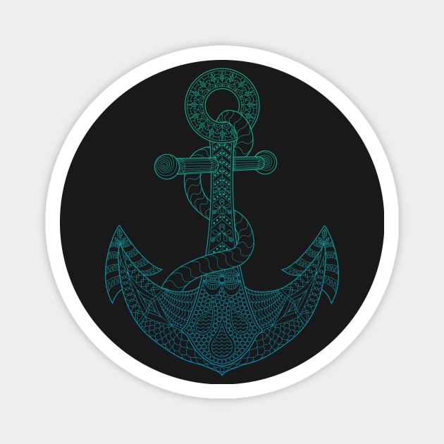 Anchor - Sea Blue Ombre Magnet by theMeticulousWhim